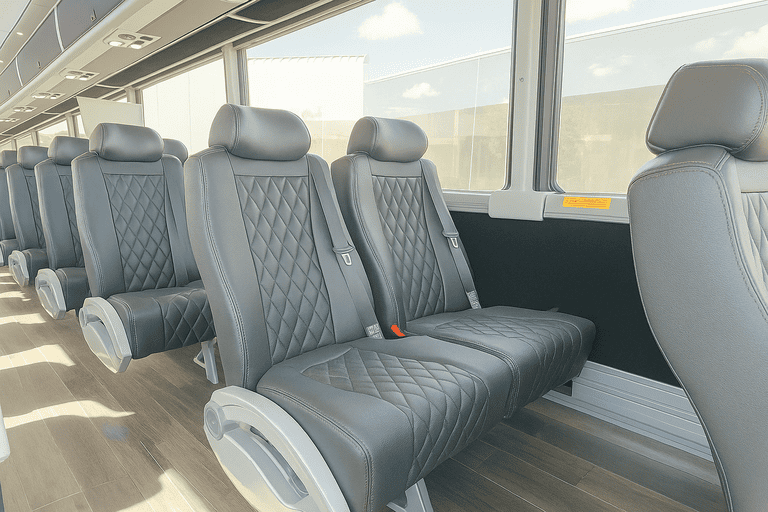 interior of Edison Shuttle Bus Rentals charter bus